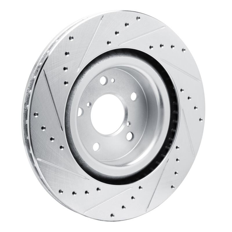 Acura MDX Brake Rotor (1) - Front Right - R1 Concepts - Drilled & Slotted - Silver - `22-`26
